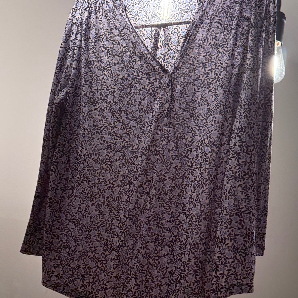 H&M Blue and White Floral Long Sleeve Top